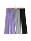 Fashion Purple Solid Color Drape Straight-leg Trousers With Tie