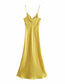 Fashion Yellow Solid Color Buttoned Strap Dress