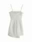 Fashion White Solid Color Pleated Sling Dress