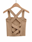 Fashion Khaki Cross Back Knit Vest