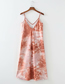 Fashion Rust Red Tie-dyed V-neck Strap Dress