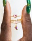 Fashion Green Zirconium Butterfly Geometric Butterfly Ring
