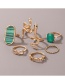 Fashion Gold Color 7-piece Set Of Oily Animal Snake-shaped Five-pointed Star Ring