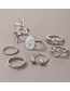 Fashion Silver Color Dripping Oil Snake-shaped Love Flowers And Plants 7-piece Ring