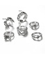Fashion Silver Color Love Butterfly Geometric Ring Five-piece Set