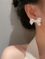 Fashion White Pearl Bow Stud Earrings