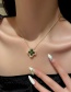 Fashion Green Crystal And Diamond Petal Necklace