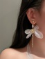 Fashion White Pearl Tassel Bow Earrings