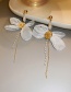 Fashion White Pearl Tassel Bow Earrings