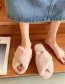 Fashion Brown Cross Thick Cotton Slippers