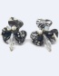 Fashion Color Mixing Plate Geometric Crystal Flower Earrings