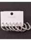 Fashion Silver Color-5 Metal Geometric Circle Ear Ring Combination Set