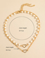 Fashion Gold Color Double Pearl Full Rhinestone Hollow Love Necklace