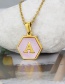 Fashion M Stainless Steel Hexagonal Pink Bottom 26 Letter Necklace