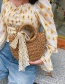 Fashion Creamy-white Lace Bow Straw Woven Handbag