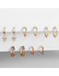 Fashion Style Twelve Alloy Color Diamond C-shaped Earrings