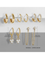 Fashion Style Twelve Alloy Color Diamond C-shaped Earrings