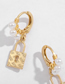 Fashion Golden Alloy Lock-shaped Pearl Wrap Earrings