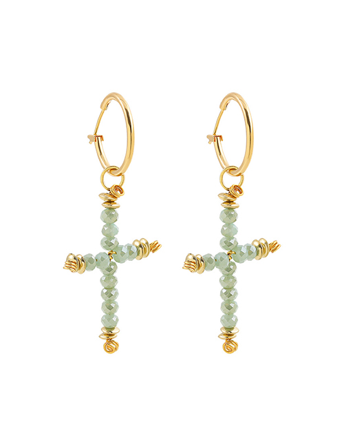 Fashion Golden Asymmetric Cross Rice Bead Earrings