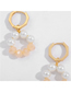 Fashion Golden Two-tone Pearl Stitching Earrings
