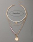 Fashion Gold Color Pink Pearl Beauty Head Pearl Chain Multilayer Necklace