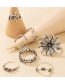 Fashion Silver Color 7-piece Antique Silver Flower And Leaf Ring