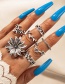 Fashion Silver Color 7-piece Antique Silver Flower And Leaf Ring