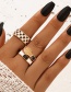Fashion Gold Color 2-piece Black And White Checkerboard Snake Ring