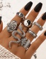 Fashion Silver Color 7-piece Tai Chi Carved Snake-shaped Ring With Dripping Oil
