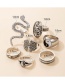 Fashion Silver Color 7-piece Tai Chi Carved Snake-shaped Ring With Dripping Oil
