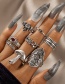 Fashion Silver Color 7-piece Mushroom Snake-shaped Carved Ring