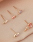 Fashion Pink Metal Dripping Flower Earrings Set 5-piece Set