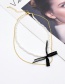 Fashion Golden Metal Chain Pearl Bow Double Necklace