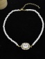 Fashion Pearl Geometric Pearl Necklace With Diamonds