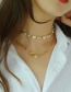 Fashion Golden Metal Double Heart Chain Necklace