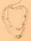 Fashion Golden Metal Double Heart Chain Necklace