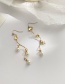 Fashion Golden Wave Pearl Tassel Earrings