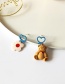 Fashion Pair Of Ear Studs Love Bear Flower Asymmetrical Stud Earrings
