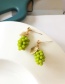 Fashion Green Metal Leaf Grape Stud Earrings