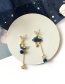 Fashion Golden Star And Moon Asymmetric Tassel Earrings
