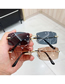 Fashion Double Blue Trimmed Rimless Small Frame Sunglasses