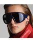 Fashion Bright Black All Gray Thick-sided Big Frame Ski Sunglasses