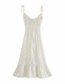 Fashion White Flower Print Suspender Big Dress