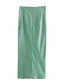 Fashion Green Linen Polka Dot Pleated Skirt