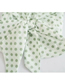 Fashion Light Green Bow-embellished Polka-dot V-neck Top