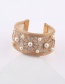 Fashion A Metallic Diamond Mesh Pearl Bracelet