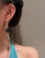 Fashion Silver Needle-green Crystal And Diamond Tassel Earrings
