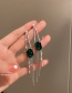 Fashion Silver Needle-green Crystal And Diamond Tassel Earrings