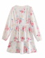 Fashion Color Printed Puff Sleeve Chest Knot Dress
