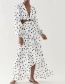Fashion White Polka Dot Print Hollow Pleated Dress